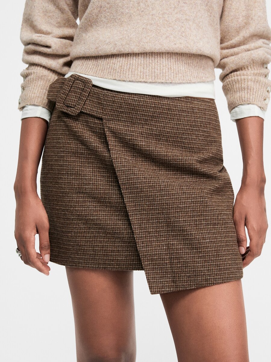 ATUI Studio Women's Vintage Asymmetrical Hem Skort - Brown - View 1