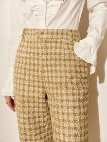 MOTF PREMIUM WOMEN'S TWEED SUIT CROPPED PANTS, AUTUMN/WINTER - Olive Green - View 2