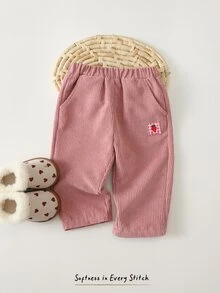 Cozy Pixies 女童休閒舒適日常百搭粉色直筒長褲 - 藕粉色 - 查看 3