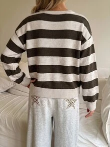 SHEIN 青少年女孩秋冬休閒百搭圓領針織衫 - 彩色 - 查看 2