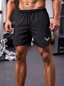 GymBeat Men's Drawstring Waist Pocket Sports Shorts - Black - View 5