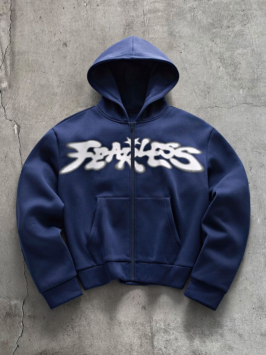 AXEPEAK Men's Casual Solid Color Hoodie Sweatshirt, Autumn/Winter - Navy Blue - View 1
