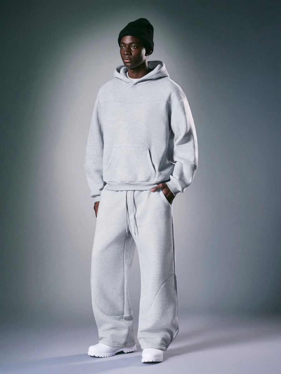 STYNVO Men's Pocket Design Long Sleeve Casual Hoodie And Sweatpants Set - Grey - View 1