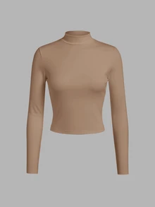 SHEIN EZwear 3件組女款休閒假領修身長袖T恤套裝，適合秋冬，完美疊穿，百搭 - 彩色 - 查看 4