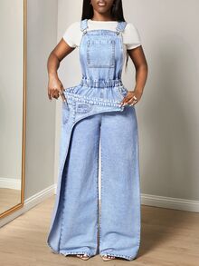 BamGleam Casual Women's Denim Overalls And Jumpsuits - Blue - View 6
