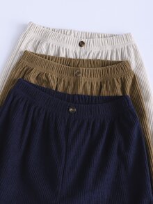 SHEIN 3件組男童燈芯絨錐形休閒運動長褲，時尚秋冬款 - 彩色 - 查看 3
