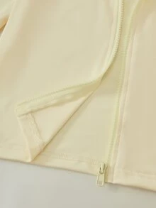 SHEIN 少女風淺藍色3件套，立領夾克＋細肩帶背心＋緊身褲，修身溫柔優雅休閒運動賽車健身秋季酷女孩可愛風 - 黃色 - 查看 5