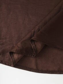 LUMIGAL Women's V-Neck Ruffle Long Sleeve Top And Skirt Casual Set - Brown - View 6