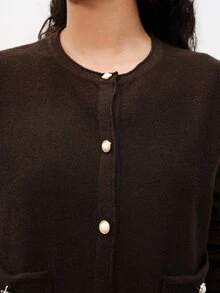 Maija Women's Solid Color Casual Versatile Daily Wear Cardigan ,Going Out Outfits, Work Outfits For Women - Coffee Brown - View 7