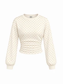 Tween Girl Polka Dot Pleated Casual Daily Long Sleeve Sweatshirt - Multicolor - View 3