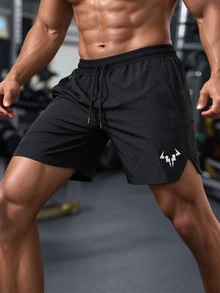 GymBeat Men's Drawstring Waist Pocket Sports Shorts - Black - View 4