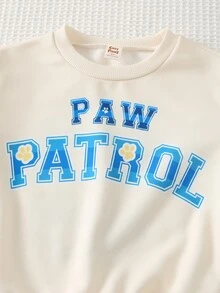 Cozy Pixies | PAW Patrol 小男孩 Paw Patrol 秋/冬款可愛動物圖案印花卡通連帽衫與運動衫套裝 長袖運動衫與運動長褲 杏色/黑色 舒適 - 彩色 - 查看 5