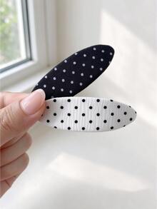 Livesso Korean Style Academy Plaid Fabric Oval Hair Clip For Forehead And Bangs - Multicolor - View 1