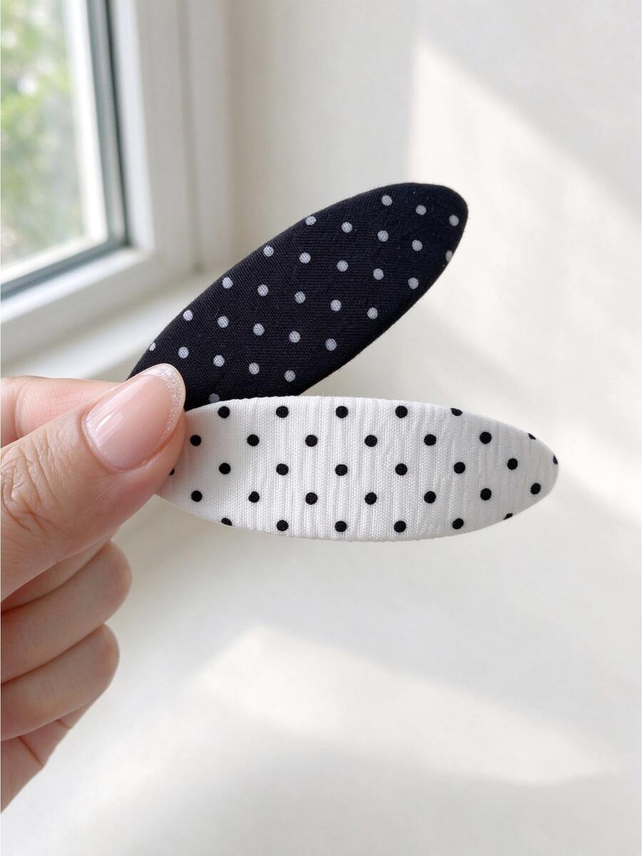 Livesso Korean Style Academy Plaid Fabric Oval Hair Clip For Forehead And Bangs - Multicolor - View 1