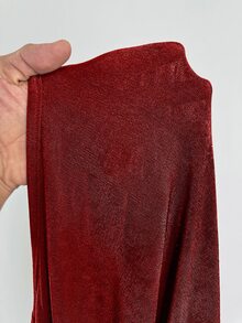 Rustia 大尺碼時尚垂領抓皺緊身性感彈性洋裝，適合秋季與聖誕節 - 紅色 - 查看 5