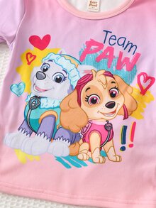 Cozy Pixies | PAW Patrol 女童可愛舒適百搭卡通印花長袖上衣與長褲套裝，修身睡衣套裝 - 彩色 - 查看 4