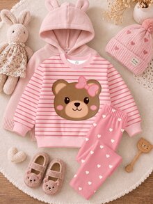 Autumn/Winter Pink & Cookie Color Palette, Cute Sweet Cartoon Bow Bear ...