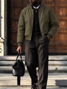 AKNOTIC Men's Zipper Long Sleeve Jacket, Versatile For Daily Wear - Army Green - View 9