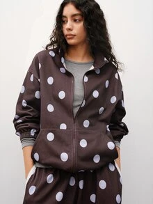 Maija Women's Polka Dot Zipper Casual Versatile Long Sleeve Jacket - Multicolor - View 1