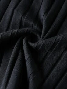 SHEIN Frenchy 女款 93% 棉羅紋 2 件組 黑/藍長袖基礎 T 恤－居家休閒/通勤/旅行/四季皆宜 - 黑色 - 查看 8