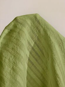 Ocili 女款天然柔軟親膚棉質提花翻領短袖上衣與短褲睡衣套裝 - 橄欖綠 - 查看 7
