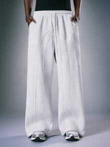 STYNVO Men's Solid Color Drawstring Waist Wide Leg Loose Casual Sweatpants - Grey - View 1