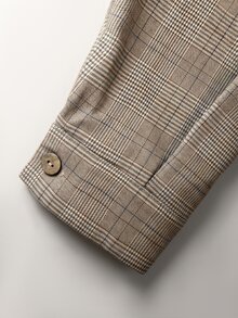 Linhara CURVE Plus Size Woven Fashionable Check Pattern Autumn Women's One-Piece Pants - Brown - View 6