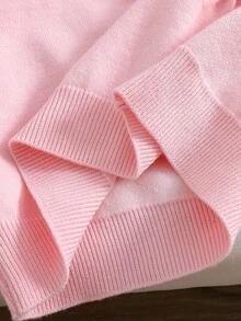 SHEIN 女童可愛百搭新款厚實手工蝴蝶結裝飾毛毛飾邊圓領正肩粉色長袖套頭針織毛衣上衣 寬鬆簡約優雅休閒 柔軟舒適 適合日常秋冬穿著 - 淺粉色 - 查看 6