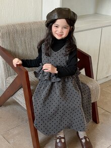 Dazy Kids Girls Polka Dot Vest Dress, New Spring/Autumn Sleeveless Dress, Stylish - Grey - View 4