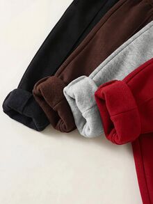 SHEIN 4件組嬰兒男孩女孩可愛秋冬休閒百搭純色鬆緊腰長褲，百搭慢跑褲多件組 - 彩色 - 查看 4