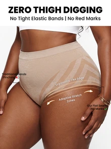 SHEIN 6PCS Women Plus Size Comfy Stretch High Waisted Oblique Striped Seamless Full-Coverage Panties - Multicolor - View 5