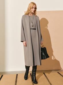 MOTF PREMIUM WOMEN'S MINIMALIST BACK SLIT SWEATER DRESS - Dark Grey - View 7