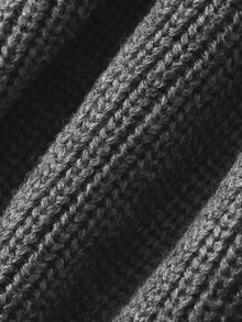 Dazy-Less Women's Grey Round Neck Button Cable Knit Long Sleeve Slim Fit Ribbed Cardigan, Autumn/Winter - Grey - View 6