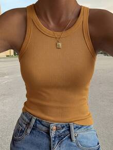 Livesso Autumn/Winter Off-Season Slim Fit Elegant Solid Color Women's Vest - Mustard Yellow - View 1
