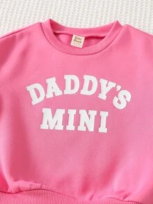 Cozy Pixies Baby Girl Casual Comfortable Versatile Cute White Crew Neck Autumn Winter Sweatshirt + Pink Crew Neck Sweatshirt Set Pcs - Multicolor - View 5