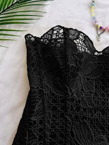 Soleia Women's Hollow Out Fashionable Shaping Tube Top - Black - View 3