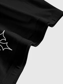 ROMWE Goth Women's Casual Versatile Sun Moon Star Pattern Mini Skirt - Black - View 4