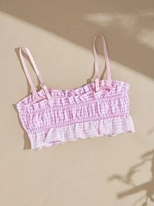 Lullawish Women's Plaid Pleated Casual Everyday Spaghetti Strap Bra - Multicolor - View 2