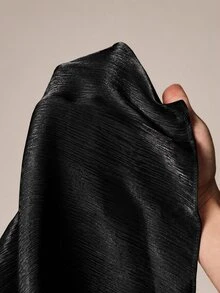 SHEIN 孕婦純色圓領抓皺優雅長袖洋裝 秋季 - 黑色 - 查看 4