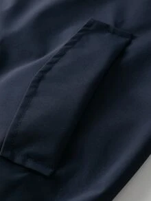 Sport MetroGents New Arrival Premium Men's Baseball Collar Jacket, Multi-Zipper Decor, Full Zip Front, Ribbed Cuffs And Hem, Vintage Casual Spring/Autumn Outerwear - Navy Blue - View 7