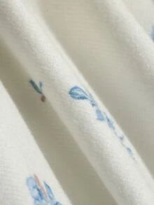 DAZY 2pcs Sweet Ditsy Floral Pattern Fitted Long Sleeve 9/10 Length Pajama Pants Set, Autumn Innerwear Sleepwear Set For Women - White - View 8
