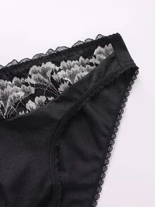 Manfinity Underwear&Sleepwear Basics Lace Wavy Trim Briefs, 1pc - Black - View 5
