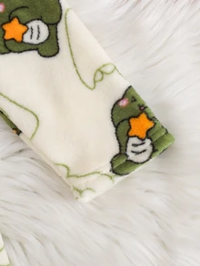 Cozy Pixies 兒童小男孩休閒日常舒適連帽恐龍印花開襟寬鬆抓絨家居睡袍 - 黃色 - 查看 5