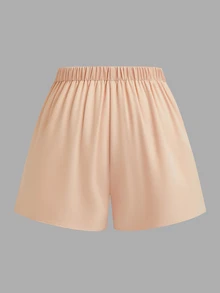 Sweetra Plus Size Women's Casual Commute Minimalist Woven Shorts - Pink - View 2