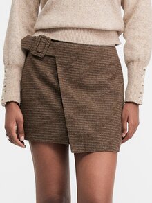 ATUI Studio Women's Vintage Asymmetrical Hem Skort - Brown - View 3