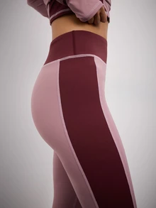 Nöista Quần legging thể thao có dải phối màu tương phản ở hai bên - Bụi tím - Xem 4