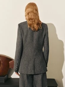 MOTF PREMIUM WOMEN'S WOOL BLEND FITTED BLAZER JACKET, AUTUMN/WINTER COMMUTER STYLE - Grey - View 9