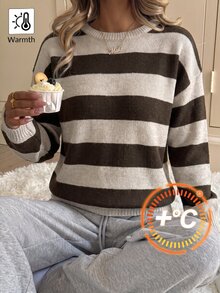 SHEIN 青少年女孩秋冬休閒百搭圓領針織衫 - 彩色 - 查看 1