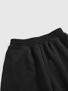 ROMWE Grunge Punk Women's Letter Print Elastic Waist Loose Sweatpants - Black - View 3
