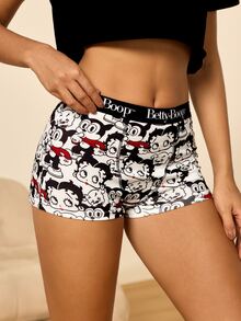 Betty Boop x SHEIN Women's Cartoon Print Hipster Panties - Black and White - View 7